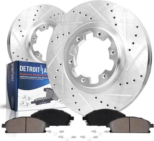 Miniatura 28 de Detroit Axle - Kit de freno delantero para Nissan Sentra 2020-2024 de 11.02 pulgadas, rotores de freno de disco perforados y ranurados, pastillas