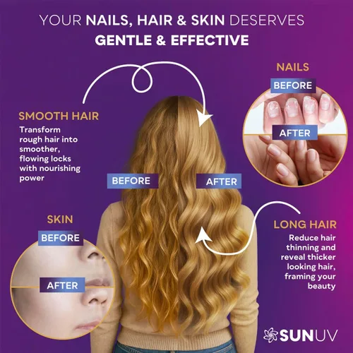 Miniatura 4 de SUNUV Biotina 10,000 mcg Colágeno Queratina - 80,000 mcg Vitaminas para el Crecimiento del Cabello para Mujeres y Hombres, Apoyo para la Piel