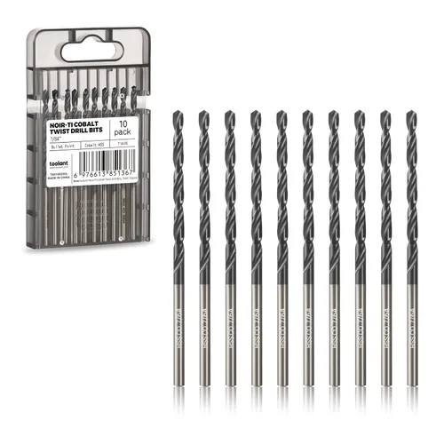 Miniatura 25 de toolant Juego de brocas de cobalto de 1/2 pulgadas para metal y acero (Pro), recubierto de nitruro de titanio y aluminio (TiAlN) con punta
