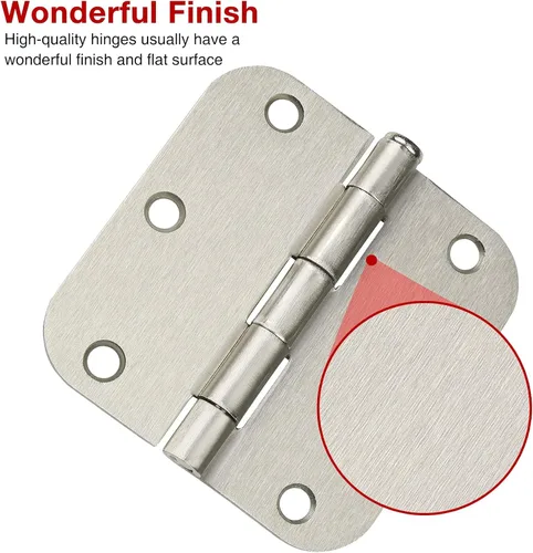 Miniatura 5 de Paquete de 24 bisagras para puerta de interior, redondeadas, con radio de 5/8", hierro resistente, herrajes para apartamento, cama, almacenamiento