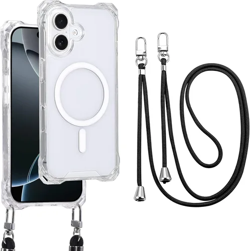 Miniatura 30 de Funda Magnética Cruzada para iPhone 17 Pro, Naranja, Marco Suave Magnético Transparente PC Trasero A Prueba de Golpes Funda Protectora para Teléfono