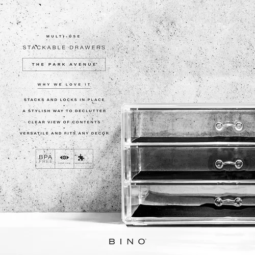 Miniatura 3 de BINO Organizador de maquillaje de 3 cajones, Park Avenue THE MANHATTAN SERIES Cajones de almacenamiento de diseño modular Organizadores