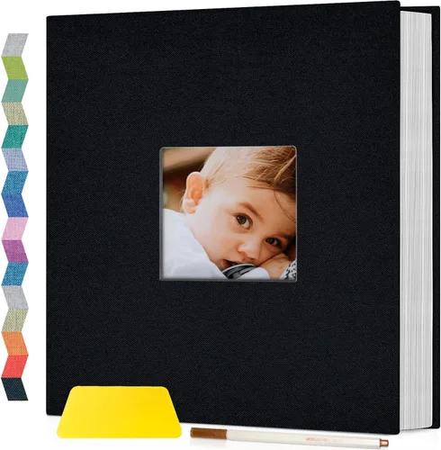 Miniatura 13 de popotop Álbum de fotos autoadhesivo con ventana de visualización de imágenes, kit de suministros de scrapbooking DIY de 40 páginas para fotos de 4x6