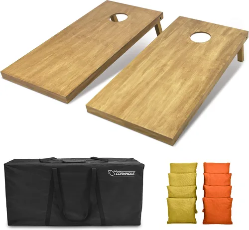 Miniatura 62 de GoSports 4 ft x 2 ft Regulation Size Wooden Cornhole Boards Set with Light Brown Finish - Includes Carrying Case and Bean Bags Negro- gris