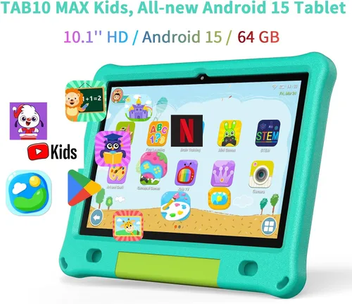 Miniatura 2 de PRITOM Tablet Android 15 para niños, tableta de 10 pulgadas para niños, 64 GB + 1 TB de almacenamiento expandible, WiFi 6, control parental