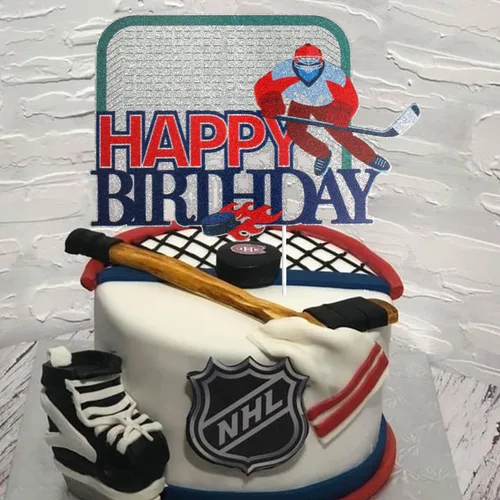 Miniatura 4 de Decoración para tartas de hockey sobre hielo, decoración de tartas, temática deportiva, suministros de fiesta de cumpleaños para niños, niños