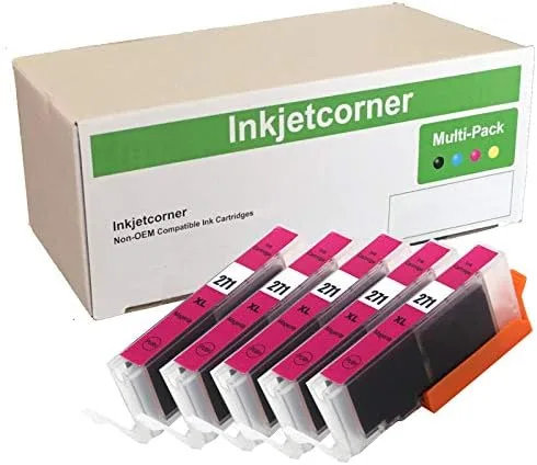 Cartucho de tinta compatible de repuesto para CLI-271 CLI-271XL para uso con MG5700 MG6800 MG6822 MG7720 TS5020 TS6020 TS8020 (Magenta, paquete de 5)