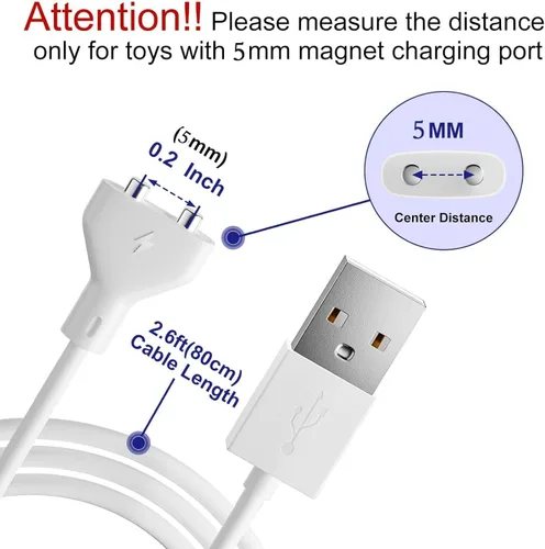 Miniatura 3 de Cable de carga magnético USB CC de 2,7 pies de repuesto para juguetes recargables, masajeadores, cepillo de dientes eléctrico (5 mm)