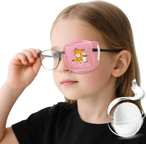 Parches para ojos para niños, parche de seda reutilizable para ojos perezosos, parches ortopédicos de ambliopia para niños y niñas, cubierta de ojo
