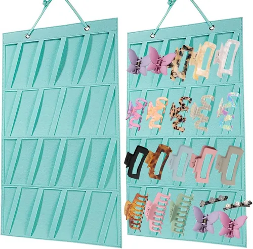 Miniatura 7 de Organizador de pinzas de garra, organizador grande de pinzas para el cabello, pinzas colgantes de fieltro de alta calidad, colgador de Beige