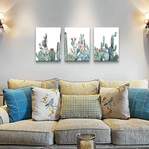 Miniatura 2 de Lienzo decorativo para pared de dormitorio, sala de estar, impresiones en lienzo, obras de arte, decoración de pared de baño, plantas verdes, Verde