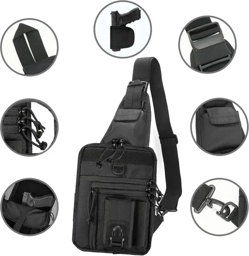 Miniatura 2 de Bolso táctico LarKoo para pistola en el pecho, con funda oculta, para transportar la pistola en el pecho, bandolera, funda para el hombro