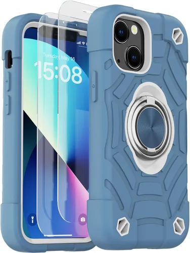Miniatura 26 de KCJ Funda para iPhone SE 2022/2020, iPhone 8/7/6/6S, con [2×Protectores de Pantalla][Soporte de Anillo] Silicona Suave+PC Duro Protección Completa