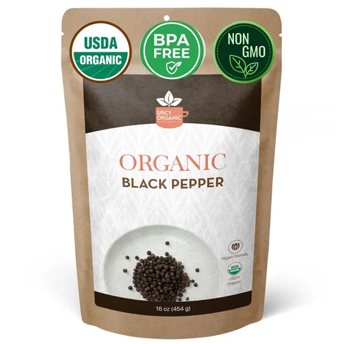 Miniatura 14 de Spicy Organic Ceylon - Granos de pimienta negra enteros de 4 onzas – Certificado USDA y Kosher, sin gluten y sin OMG – Pimienta orgánica pura