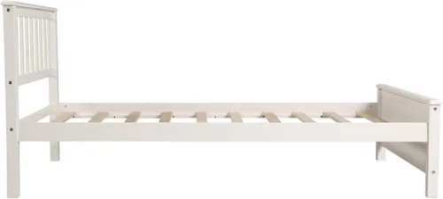 Miniatura 6 de Merax - Base de colchón de madera maciza con cabecero, sin sombreador de caja, fácil montaje para plataforma infantil, doble, blanco (tripa)