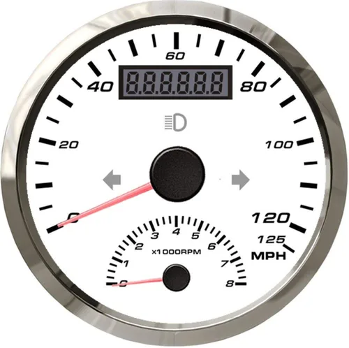Miniatura 7 de ELING Tacómetro GPS de 3.346 in y 125 MPH con velocímetro GPS de 0 a 8000 rpm, antena, kilometraje, luz de fondo ámbar 12 V/24 V