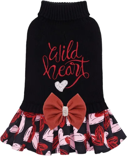 Miniatura 11 de CuteBone Suéter rosa para perro, vestido de feliz cumpleaños, suéter para mascotas, suéteres para perros grandes con corbatín, ropa de cachorro