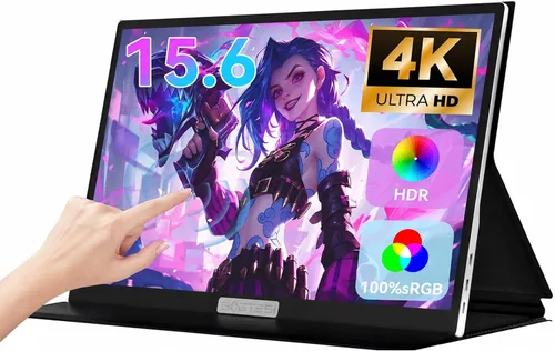 Monitor portátil 4K de 15.6 pulgadas UHD 3840 x 2160 monitor portátil para juegos 130% sRGB pantalla táctil de metal ligero con monitor de viaje