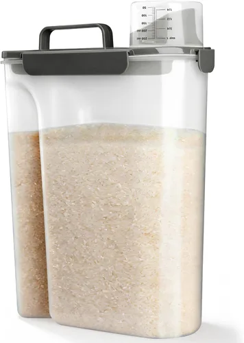 Miniatura 15 de Viretec Recipiente de almacenamiento de arroz, dispensador hermético de alimentos secos de 15 a 20 libras, recipiente de comida para mascotas