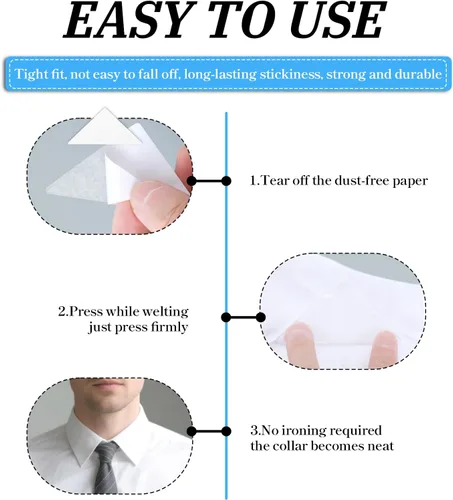 Miniatura 4 de 120 piezas de inserciones de cuello de camisa de vestir, soportes de cuello de plástico para camisas de polo, insertos autoadhesivos para camisas