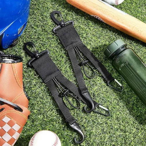 Miniatura 7 de Deekin 10 piezas de percha de equipo de béisbol y sóftbol 3 en 1, organizador de bates con clip para guante y gancho para casco, para bolsa