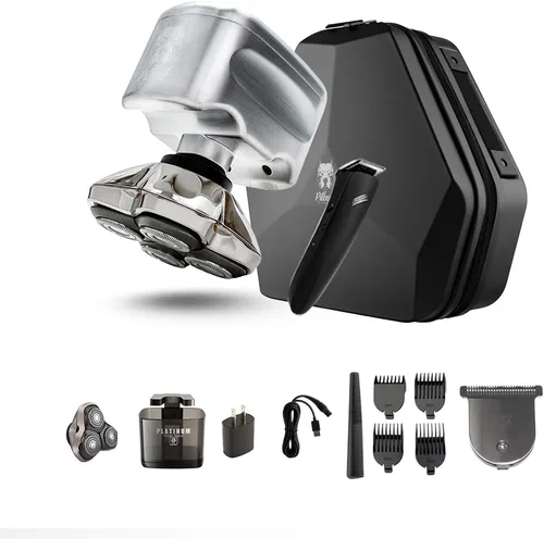 Skull Shaver Pitbull Diamond PRO - Afeitadora eléctrica inalámbrica impermeable - Cuerpo de metal - Recortadora Baby Beast - Estuche de viaje -