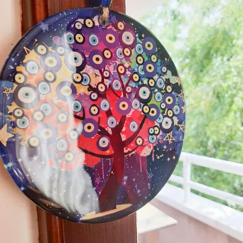 Miniatura 5 de Decoración de pared grande de cristal azul turco hecha a mano para colgar en la pared del hogar, amuleto de nazar, cuentas de protección griega