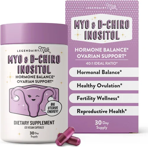 Legendairy Milk Puro mio-inositol y D-Chiro inositol, suplementos de PCOS suplemento de inositol para mujeres, equilibrio hormonal 40:1, apoyo