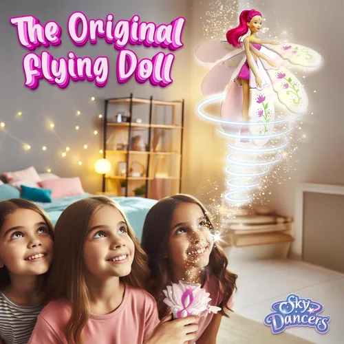 Miniatura 2 de Muñeca voladora Sky Dancers – Fantasía Fucsia Original juguete nostálgico de los 90 que realmente vuela Funciona con cuerda, no necesita