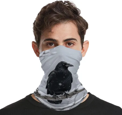 Miniatura 4 de Neck Gaiter Upf 50 Sun Protection Black Crow Face Mask Cover Moisture Wicking & Quick Dry Neckerchief Seamless Headwear Ski Gaiter Breathable Sports