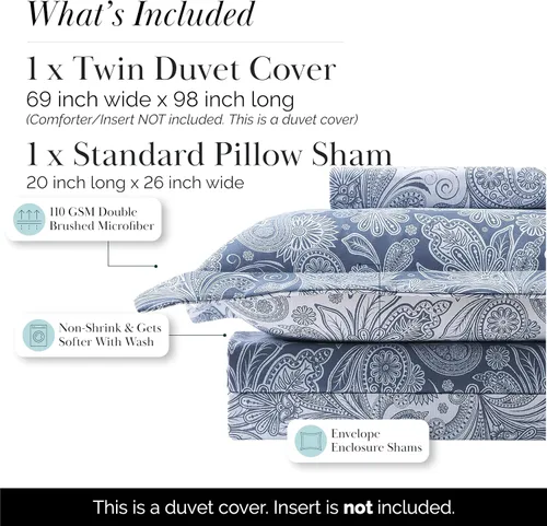 Miniatura 2 de SouthShore FINE LINENS Colección Perfect Paisley - Calidad premium, suave, resistente a las arrugas, la decoloración y las manchas, de fácil