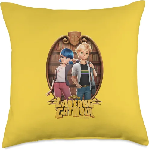 Miniatura 5 de Miraculous Ladybug and Cat Noir The Movie Marinette Adrien - Almohada de 16 x 16 pulgadas, multicolor