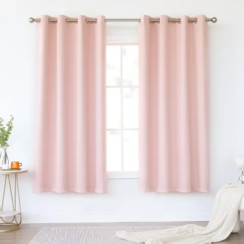 Miniatura 48 de KEQIAOSUOCAI Cortinas rosa bebé de 63 pulgadas para habitación de niñas - Con aislamiento térmico que oscurece la habitación, cortinas de ventana
