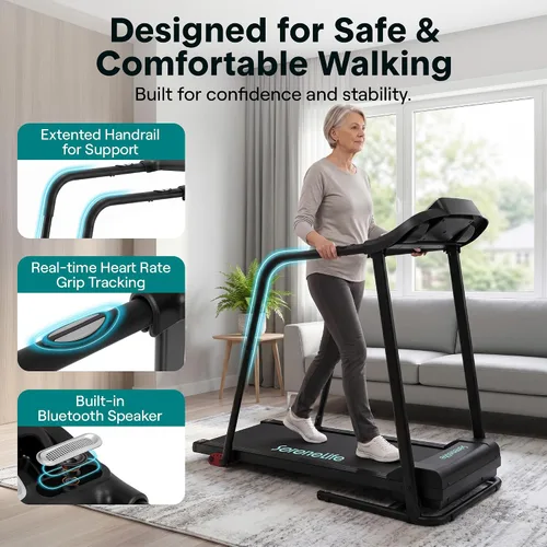 Miniatura 4 de SereneLife Máquina de ejercicios eléctrica plegable para caminadora – Entrenador de fitness digital compacto inteligente con sincronización