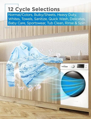Miniatura 5 de BLACK+DECKER Lavadora de carga frontal de 4.5 pies cúbicos, lavadora de tamaño completo con 12 ciclos, lavadora con certificación ENERGY STAR