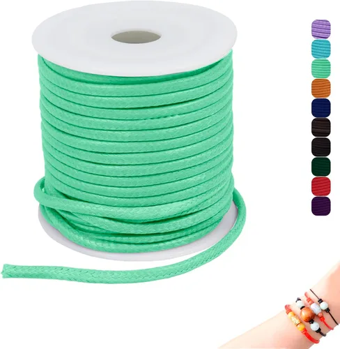 Miniatura 42 de CAMAL Cuerda de cera de 0.069 pulgadas para hacer pulseras, hilo encerado de 23 yardas para joyería y pulsera, cordón encerado para manualidades