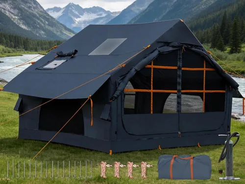 Miniatura 10 de Inflatable Camping Tent,2/4/6/8 Person Glamping Inflatable Tents with Awning, Quick Setup Blow Up Tents with Pump, Waterproof Oxford Inflatable 2-4