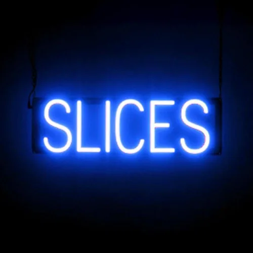 Miniatura 17 de SpellBrite Cartel PIZZA Letrero relacionado con pizza con aspecto de neón, fuente de luz LED azul 17.6 x 6.3 pulgadas