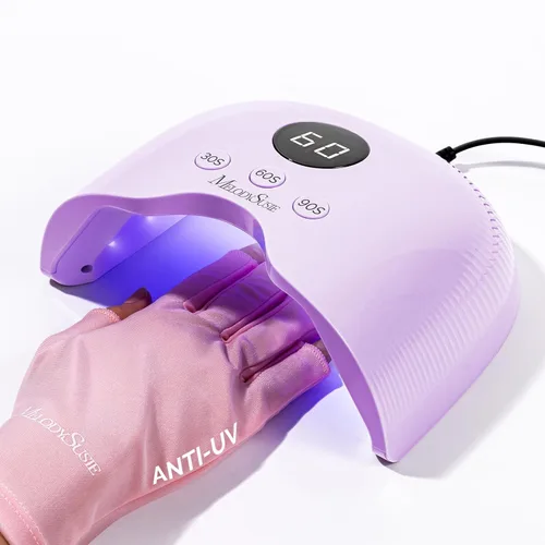 MelodySusie Lámpara de uñas LED compacta con guantes UV, secadora de uñas P-PLUS30A con sensor inteligente que cura todos los geles, especialmente