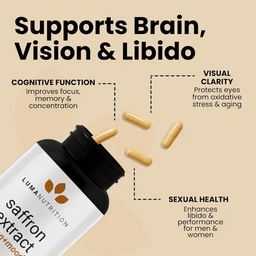 Miniatura 8 de Luma Nutrition Cápsulas de extracto de azafrán – Suplementos de azafrán premium – Pastillas de azafrán puro de 88.50 mg – Apoyo al estado de ánimo