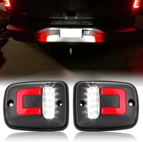R&F Auto 12-SMD - Luz de matrícula LED de repuesto para Tacoma 1995-2004, lámpara de tubo de neón OLED roja, sin errores, xenón blanco puro,