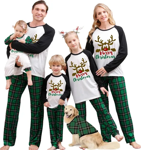 Miniatura 27 de OAKFashion Conjuntos de Pijamas Familiares de Navidad, Pijamas Familiares a Juego de Navidad Ropa de Dormir Pjs