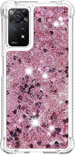 Miniatura 78 de Glitter Sparkle Moving Quicksand Flowing Cover para Xiaomi Redmi Note 10S Bling Liquid Clear Star Heart Silicona Bumper Funda transparente de goma a