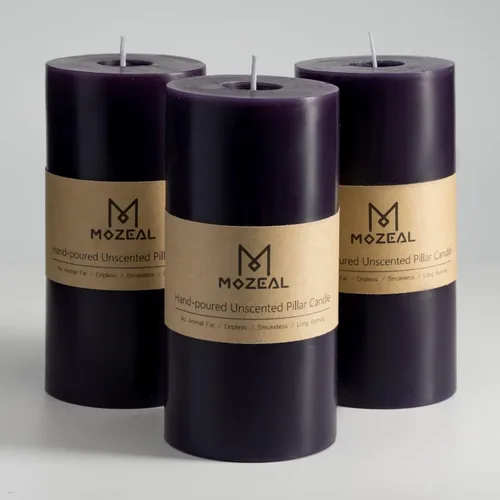 Miniatura 28 de MOZEAL Velas grandes sin perfume vertidas a mano de 3 x 8 pulgadas, sin humo, juego de 2, combustión lenta, sin goteo, aproximadamente 150 horas