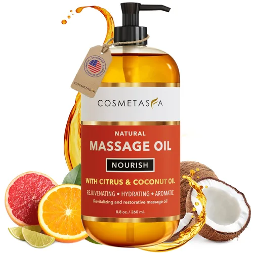 Miniatura 12 de Aceite de masaje nutritivo natural con rodillo de bola de masaje – Aceites terapéuticos de masaje de cítricos y coco con aceites esenciales