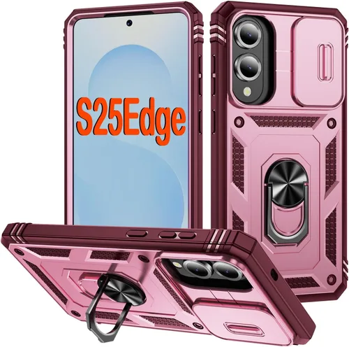 Miniatura 114 de PASNEW Funda para Samsung Galaxy S22 Ultra 5G, cubierta de cámara deslizante y soporte de dedo de metal giratorio de 360°, militar, resistente, a