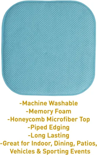 Miniatura 73 de Sweet Home Collection Cojines de espuma viscoelástica para silla, goma antideslizante y diseño de panal de abejas y esquinas redondeadas de 16 x 16
