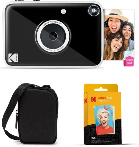 Miniatura 16 de Kodak Printomatic+ Paquete de inicio de cámara digital de impresión instantánea + funda de transporte + papel fotográfico Zink con parte trasera Azul