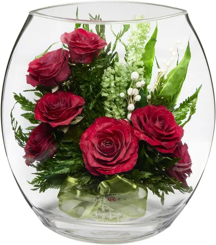 Fiora Flower | Rosas reales de larga duración en un jarrón sellado, dura hasta 5 años, regalo único