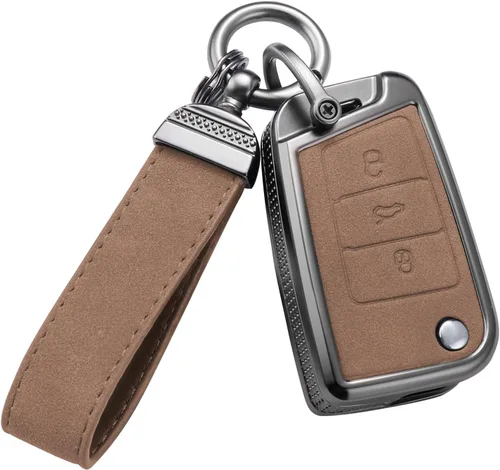 Miniatura 10 de YO&YOYE Compatible con funda para llavero VW Volkswagen con llavero protector de llave de cuero